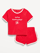Image number 1 showing, Short-Sleeve Terry Graphic Top and Shorts Set for Baby
