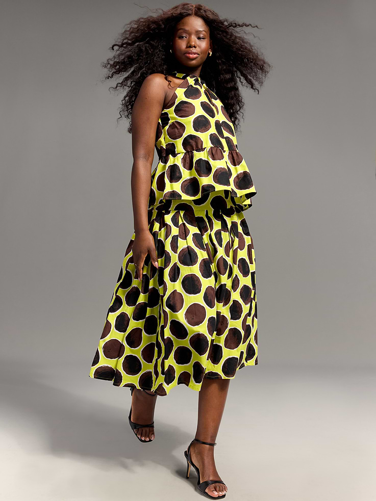 Image number 1 showing, Old Navy x Christopher John Rogers Drop-Waist Midi Skirt