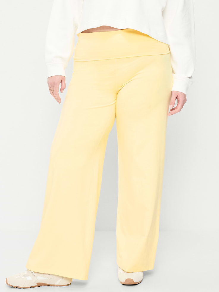 Image number 3 showing, High-Waisted PowerChill Fold-Over Wide-Leg Pants