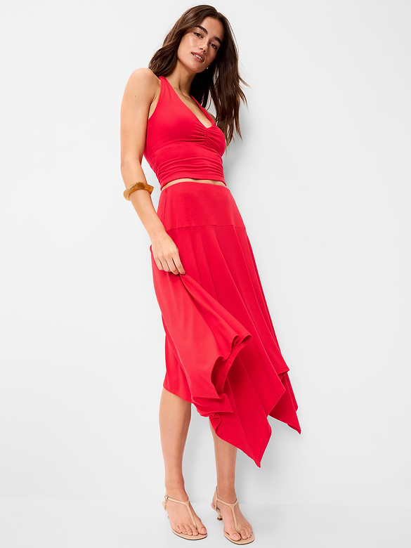 Handkerchief Hem Midi Skirt