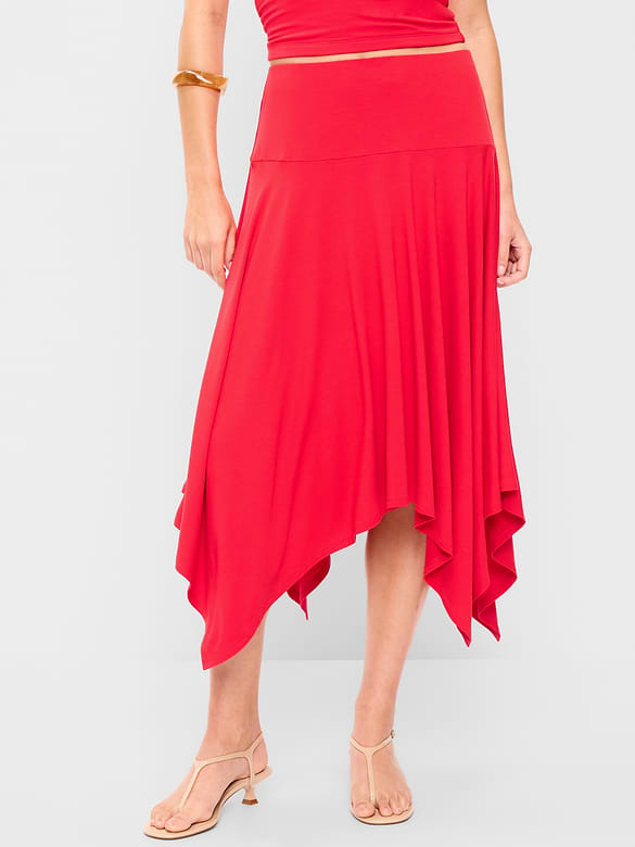 Handkerchief Hem Midi Skirt