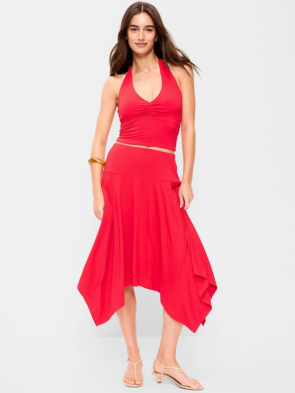 Handkerchief Hem Midi Skirt