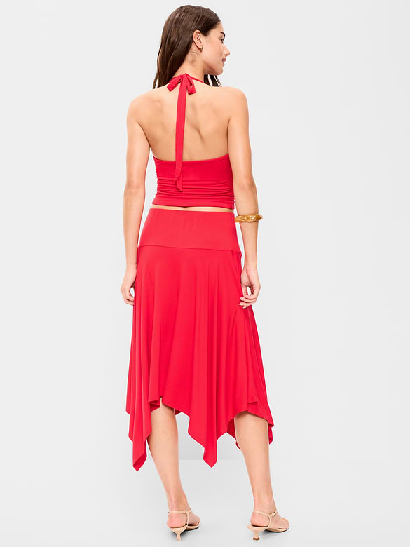 Handkerchief Hem Midi Skirt