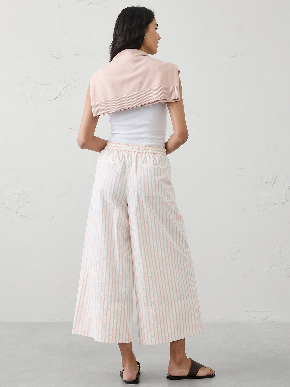 パンツ SUNSEA LINEN WIDE STRAIGHT PANTS size2 Anyday Wide-Leg High-Rise Seersucker Cropped Pant | Banana