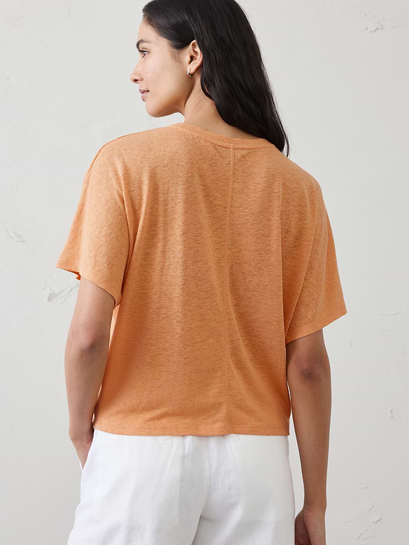 Linen-Blend Dolman-Sleeve T-Shirt