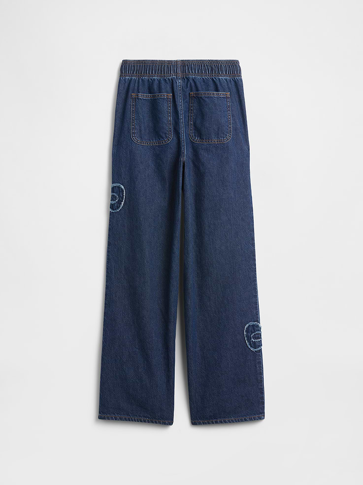 Image number 2 showing, Kids Mid Rise Pull-On Wide-Leg Jeans