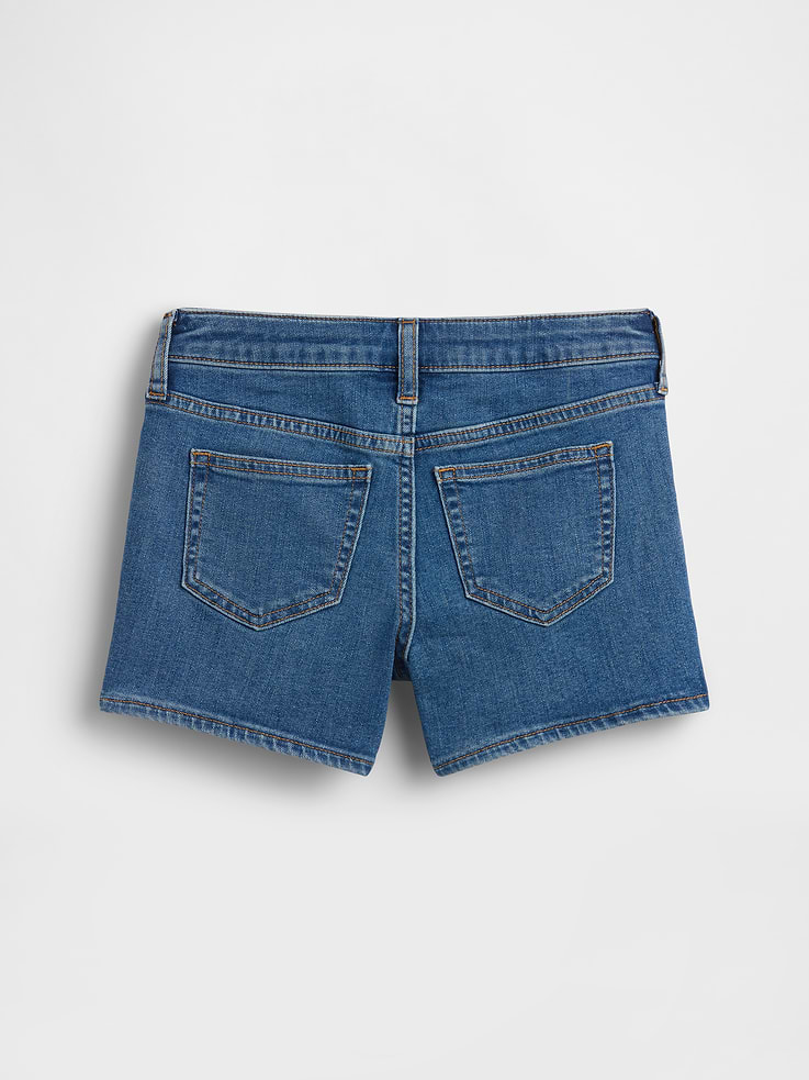 Image 2 of 3, Kids High Rise Embroidered Denim Shorts