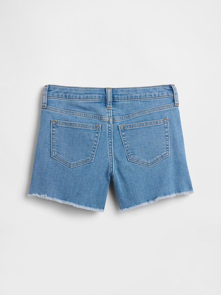 Image number 2 showing, Kids High Rise Embroidered Denim Shorts