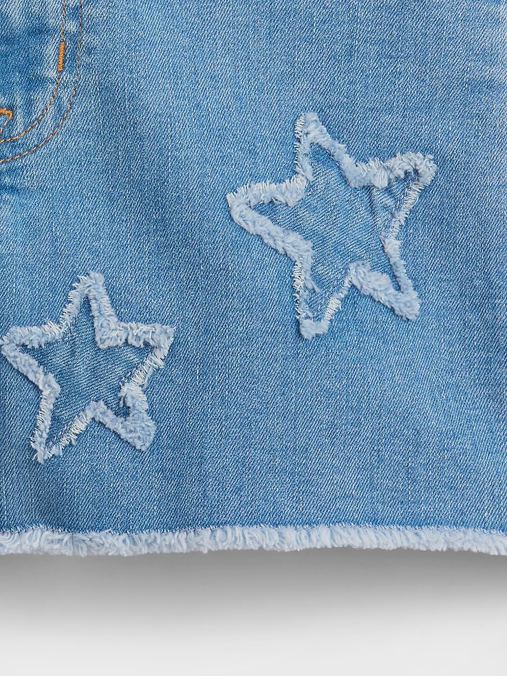 Image number 3 showing, Kids High Rise Embroidered Denim Shorts