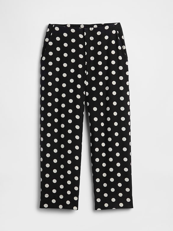 High Rise Linen-Blend Straight Crop Pants