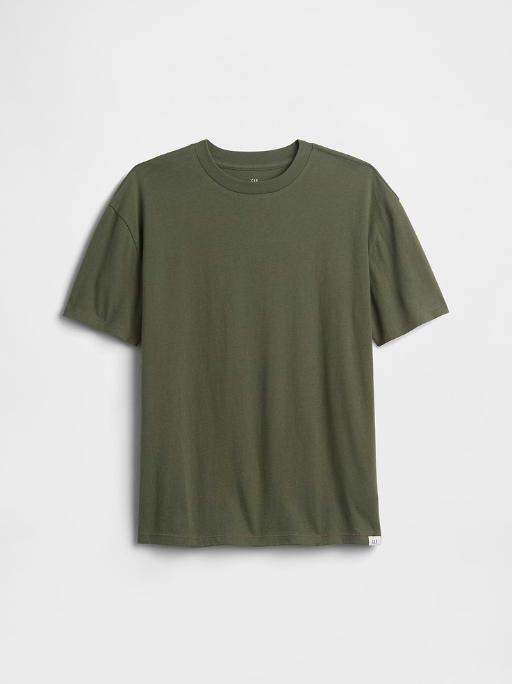 Image 1 of 3, Soft jersey knit., Short sleeves., Crewneck., This product was made in a factory that invests in gender equity and women’s empowerment through RISE. Learn more at, Product #744647