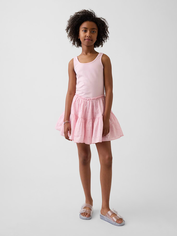 Image number 1 showing, Kids Mixed Media Tiered Tank Dress
