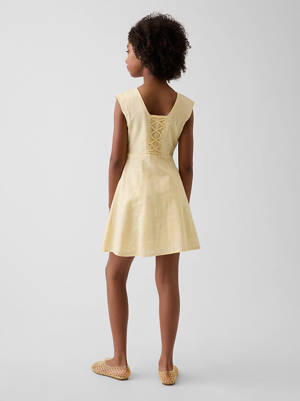 Kids Linen-Cotton Scoop Neck Dress