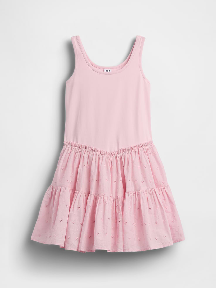 Image number 2 showing, Kids Mixed Media Tiered Tank Dress