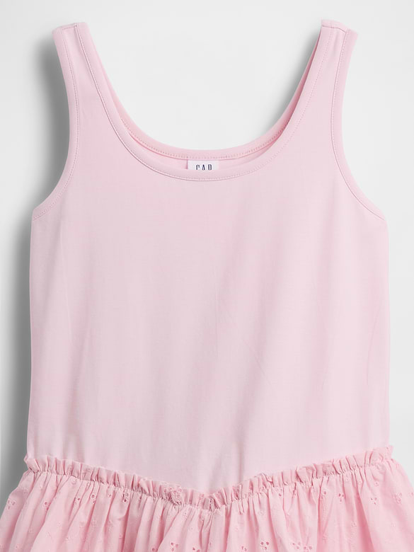 Kids Mixed Media Tiered Tank Dress