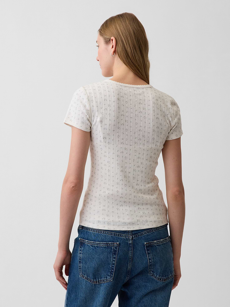Image number 3 showing, Pointelle Crewneck T-Shirt