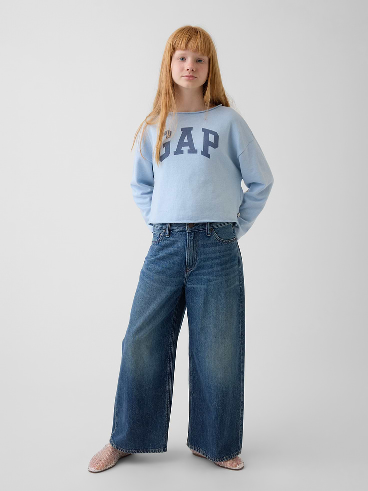 Image number 4 showing, Kids VintageSoft Terry Wide-Neck Logo Sweatshirt
