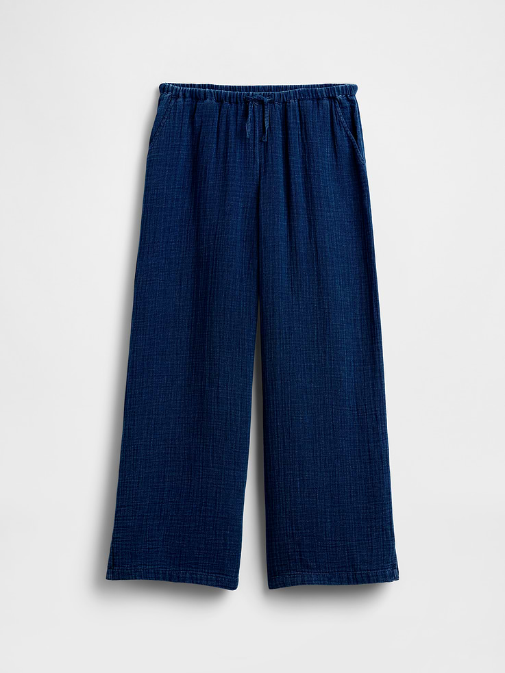 Image number 2 showing, Kids Cotton Gauze Relaxed Wide-Leg Pants