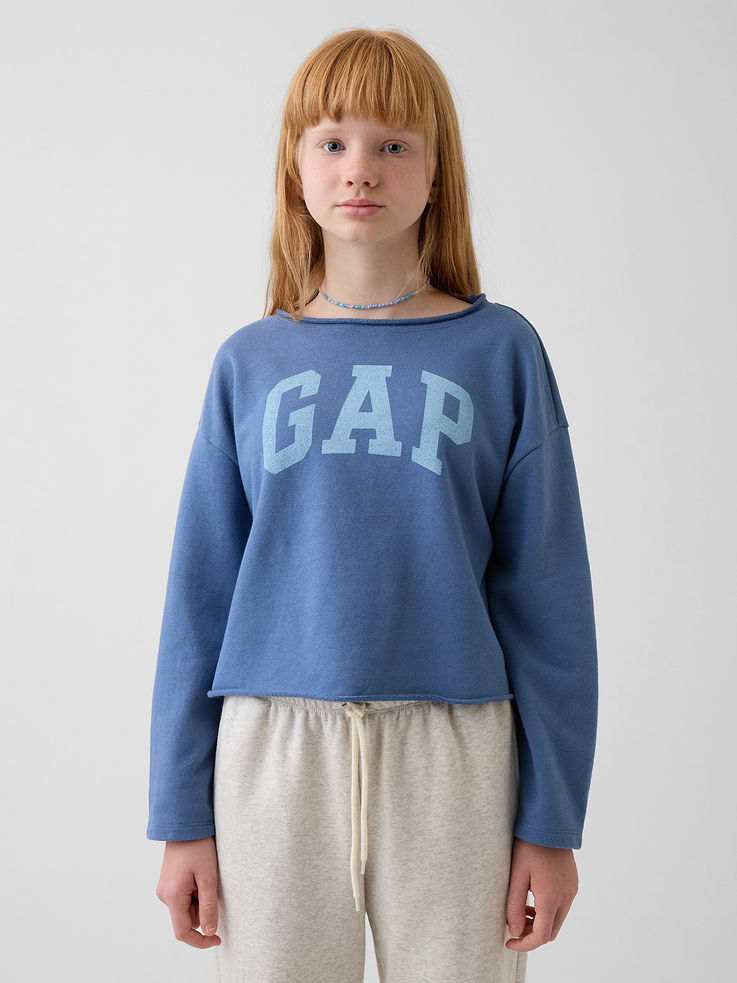 Image number 1 showing, Kids VintageSoft Terry Wide-Neck Logo Sweatshirt