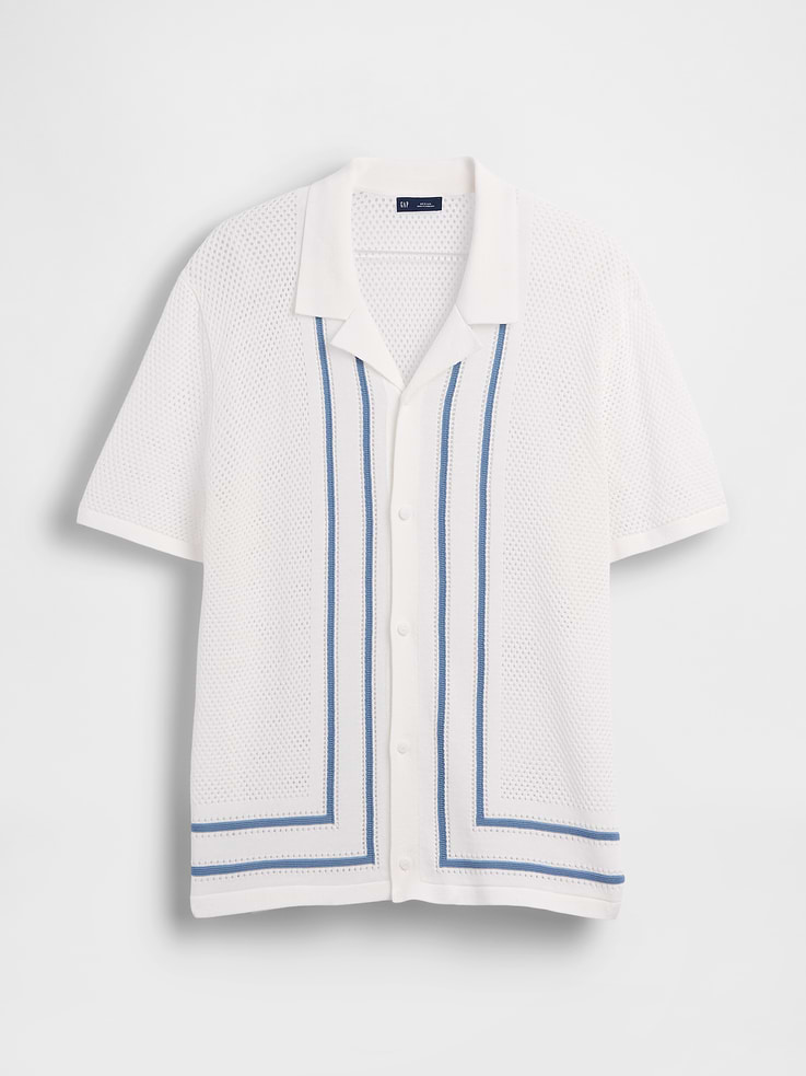 Image number 5 showing, Stripe Camp Collar Sweater Shirt