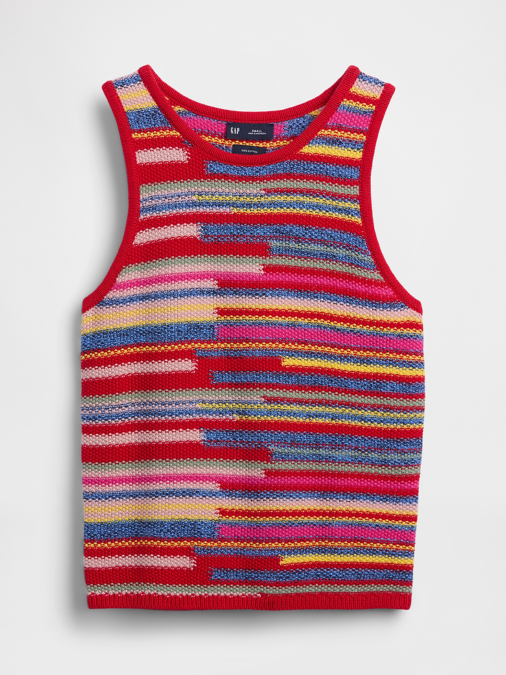Image number 5 showing, 100% Cotton Stripe Crop Sweater Tank