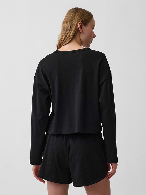 Knit Oversized Crop T-Shirt