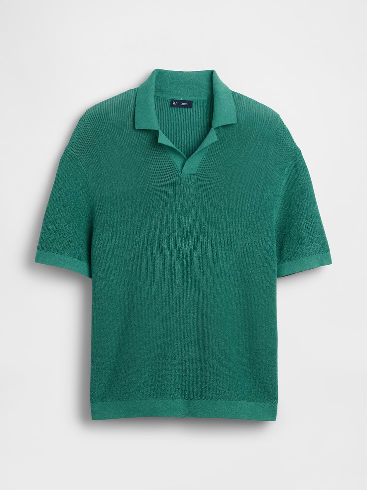 Image number 5 showing, Linen-Blend Camp Polo Sweater Shirt