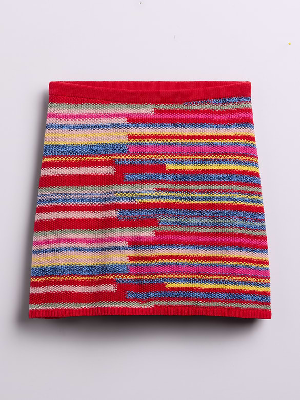 100% Cotton Stripe Mini Sweater Skort