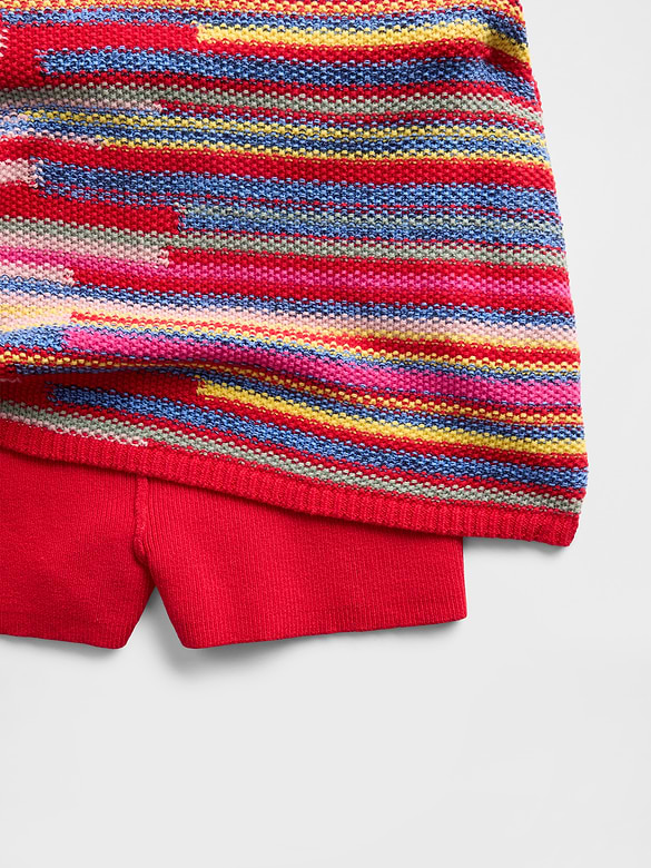 100% Cotton Stripe Mini Sweater Skort