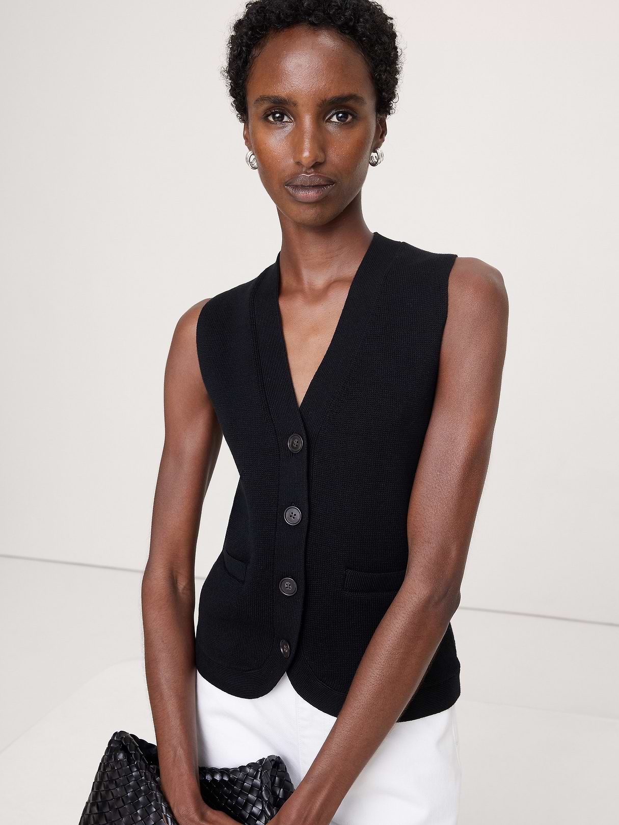 Larkspur Cotton-Silk Sweater Vest | Banana Republic