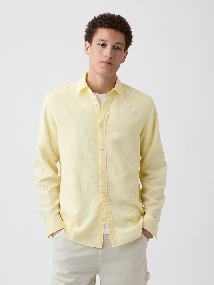 Image number 1 showing, Linen-Blend Shirt in Standard Fit