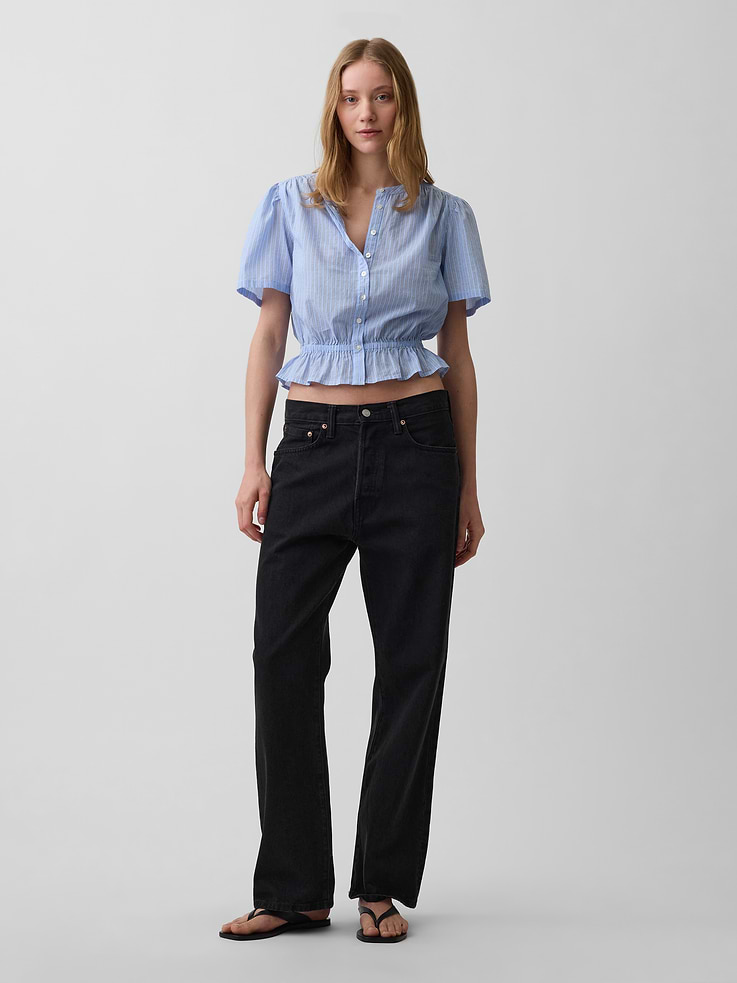 Image number 2 showing, Button-Front Crop Peplum Top