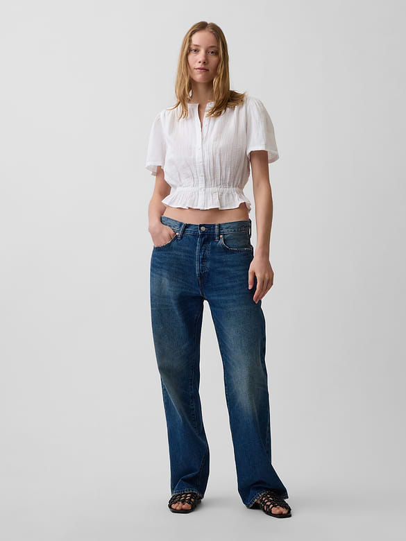 Cotton Gauze Crop Peplum Top