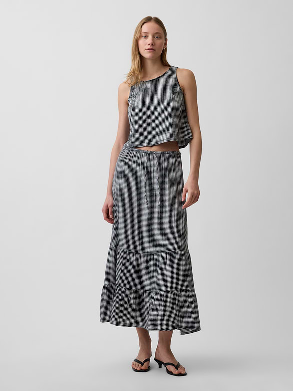 Cotton Gauze Tiered Easy Maxi Skirt