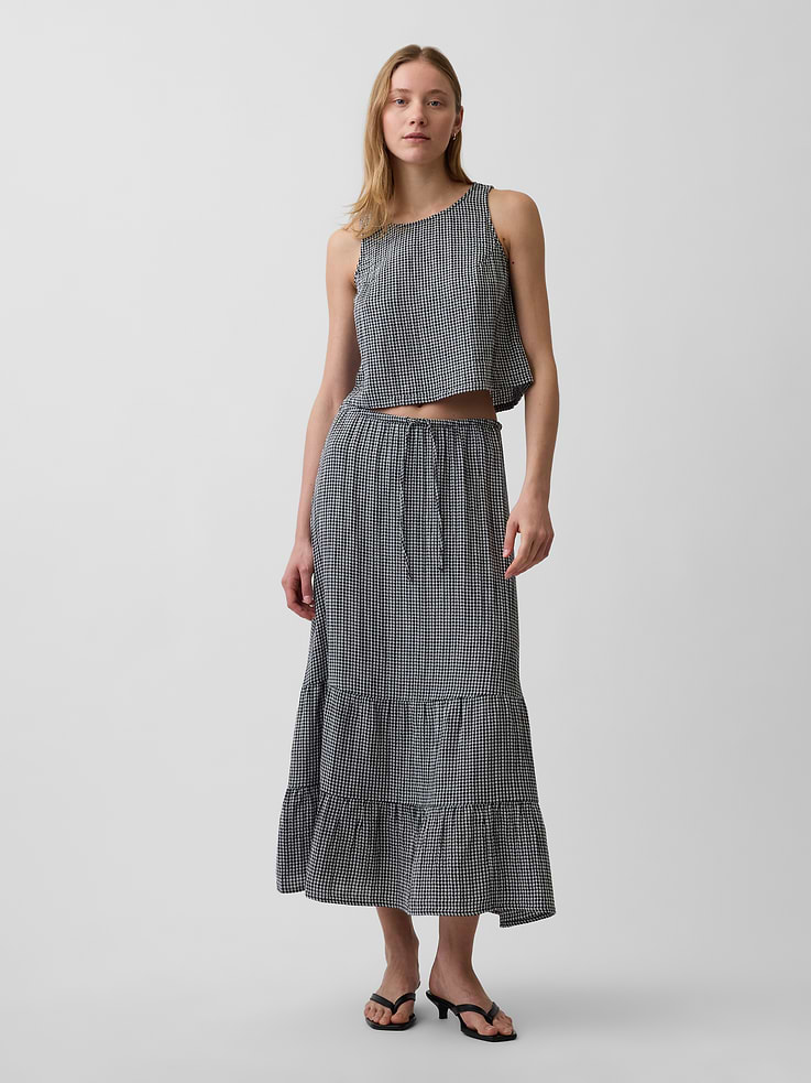 Image number 1 showing, Cotton Gauze Tiered Easy Maxi Skirt