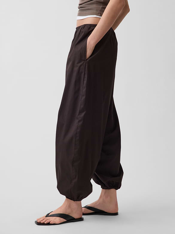 Organic Cotton Poplin Easy Baggy Joggers