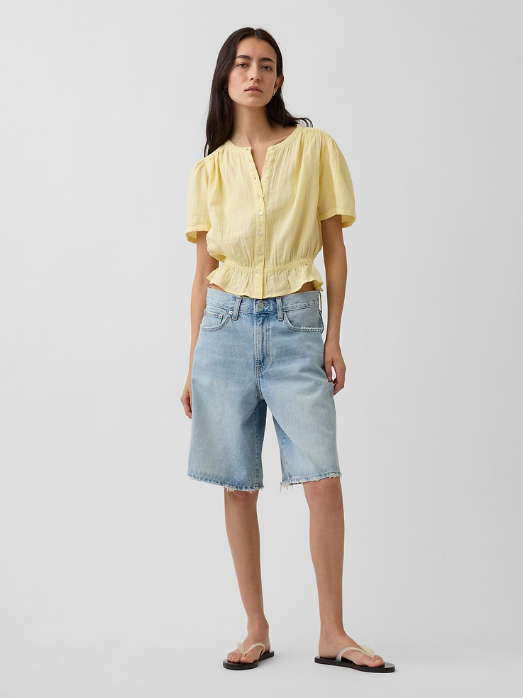 Image number 2 showing, Cotton Gauze Crop Peplum Top