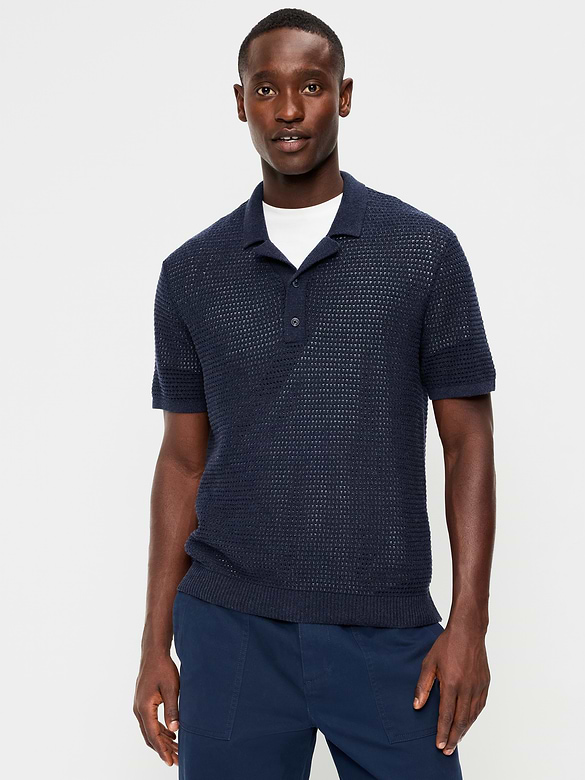 Short-Sleeve Polo Sweater