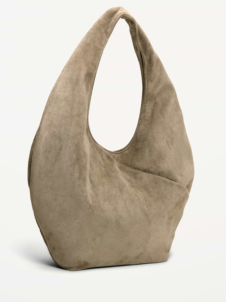 Image number 1 showing, Oversized Faux-Suede Hobo Bag