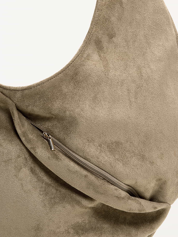 Image number 5 showing, Oversized Faux-Suede Hobo Bag