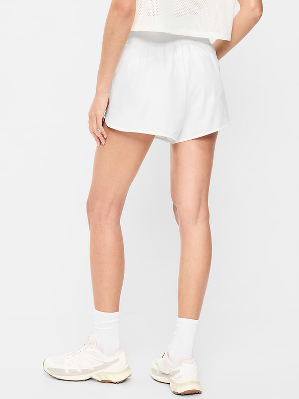 Short de course froissé à taille très haute, entrejambe de 7,5 cm
