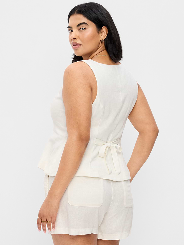 Haut boutonné en mélange de lin