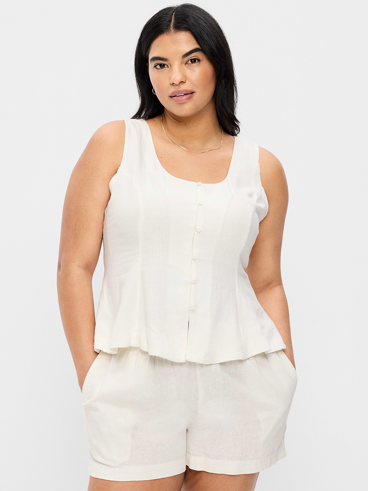 Image number 5 showing, Button-Down Linen Blend Top