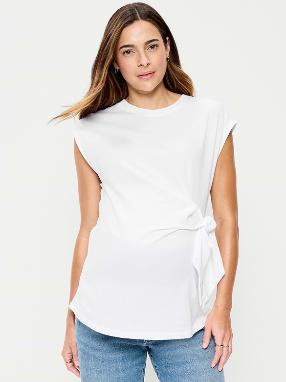 Maternity Short-Sleeve Side-Tie Top