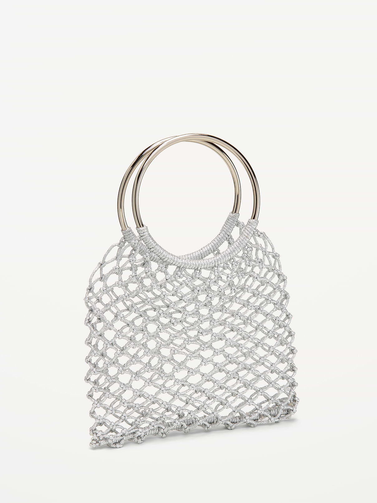 Metallic Crochet Ring Handle Bag