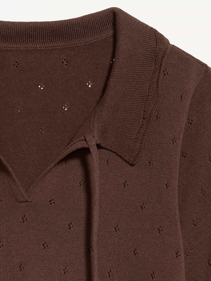 Image number 5 showing, Tie-Front Seaside Cotton Pointelle Cropped Polo