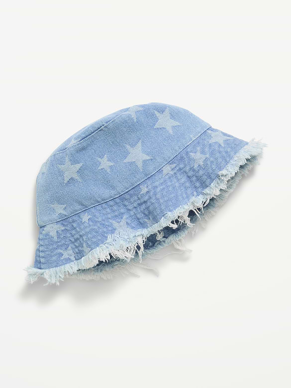Printed Denim Bucket Hat for Girls