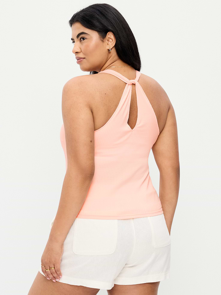 Image number 7 showing, Ribbed Loop-Back Halter Top