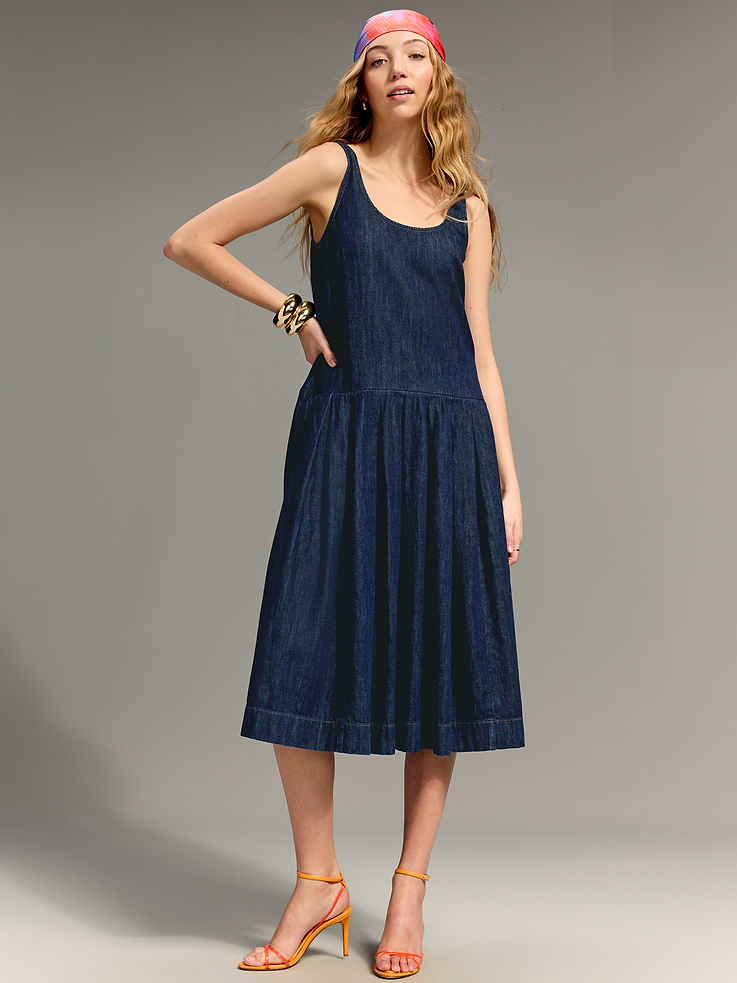 Image number 1 showing, Old Navy x Christopher John Rogers Drop-Waist Jean Dress