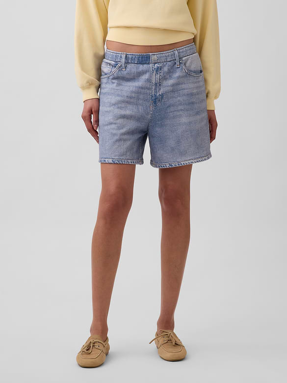 5" Mid Rise Printed Knit Denim Easy Shorts